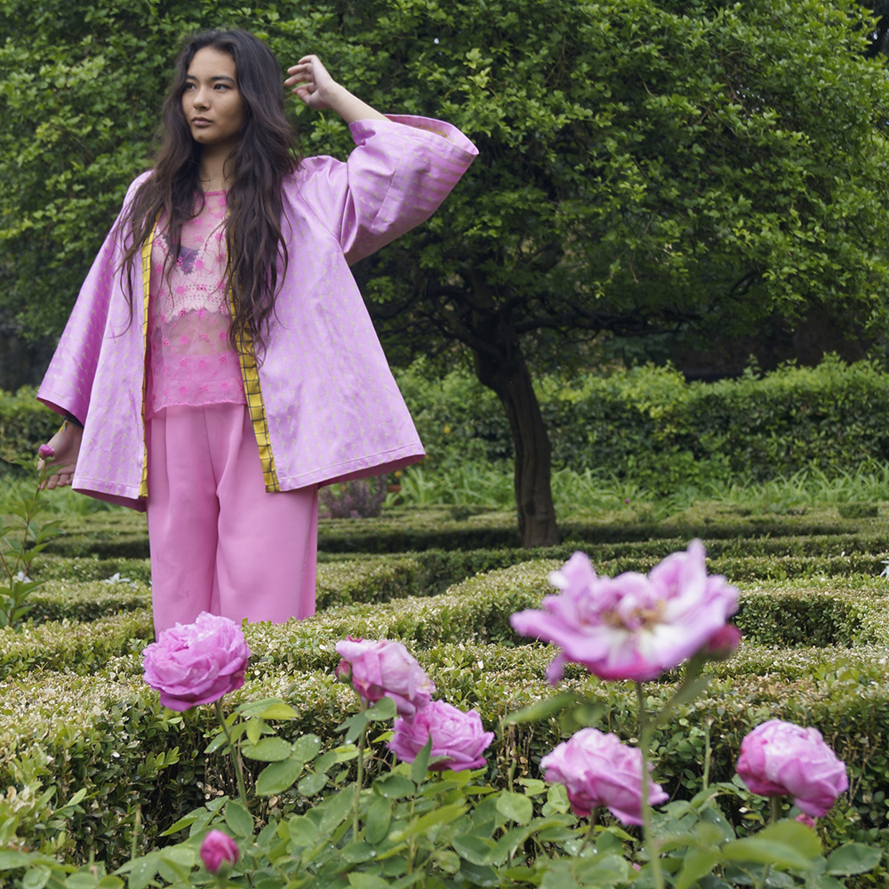 kimono corto donna rosa essere atelier negozio di moda abiti personalizzati firenze